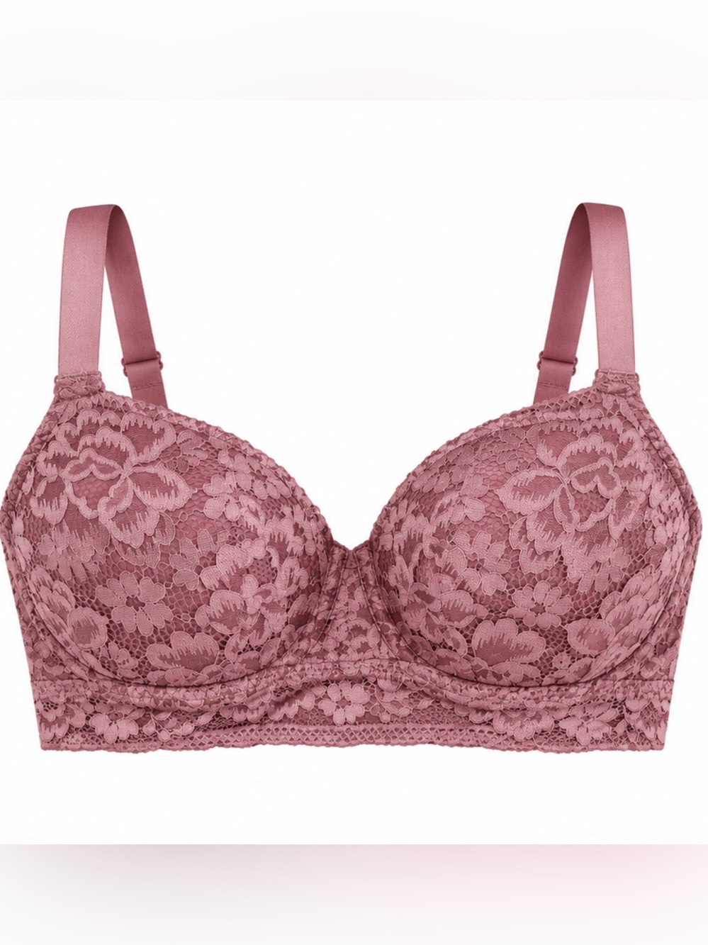 Knix Lace Longline Wireless Bralette Bra Mauve Pink Size Large L